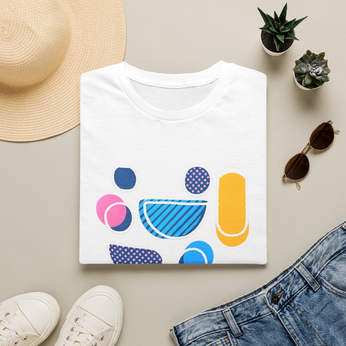 Abstract Geometric Shapes T-Shirt | Colorful Modern Art Top | MKBHD