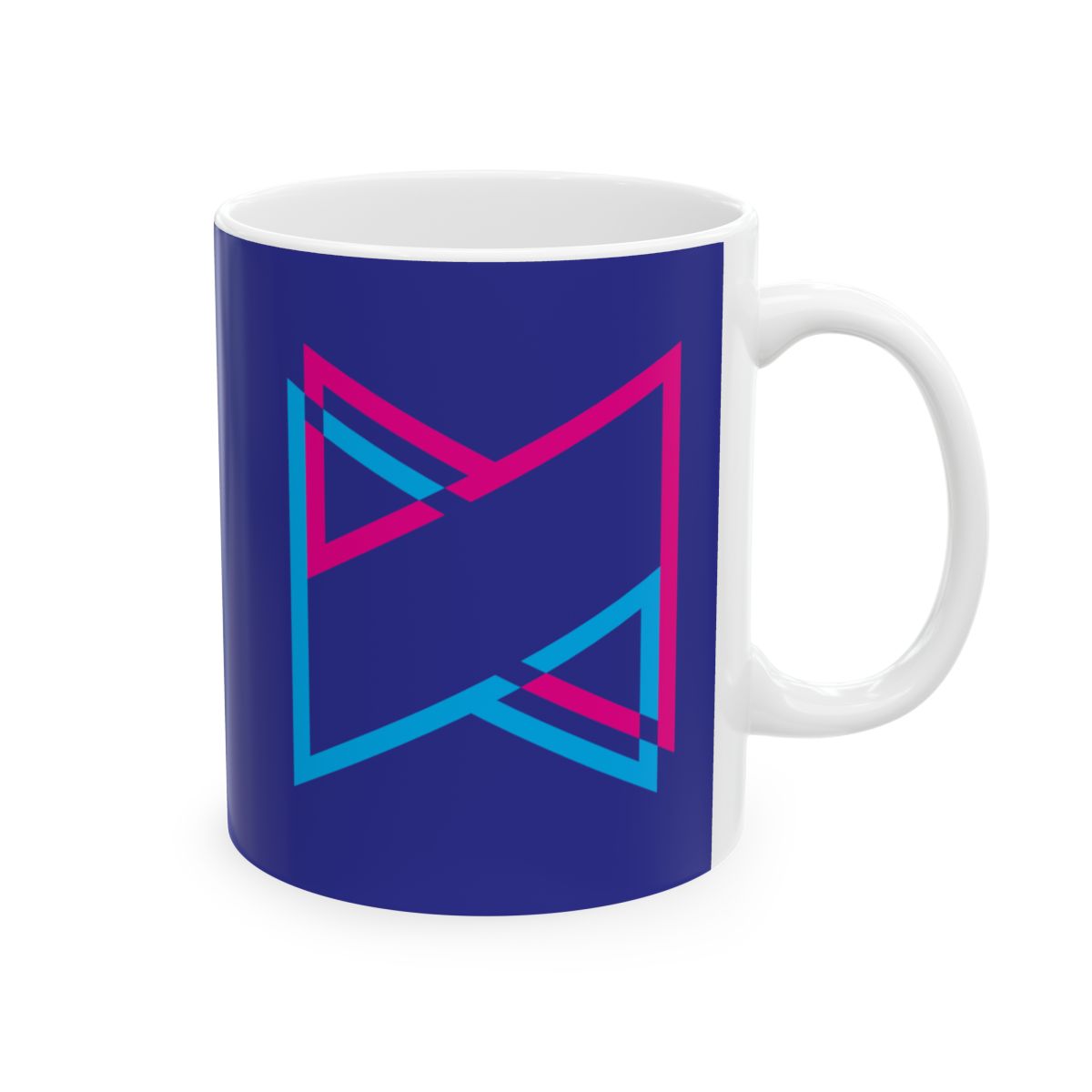 Neon Geometric Triangles Mug | Ceramic Coffee Cup | MKBHD